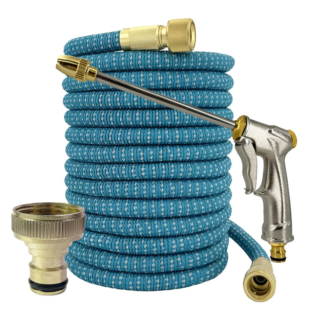 100 foot expandable garden hose with spray gun Flusso Expandable Magic Garden Hose – Harlix