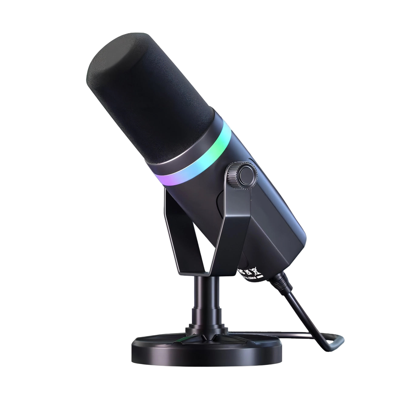 Black kozenix Microphone with RGB lighting on a white background