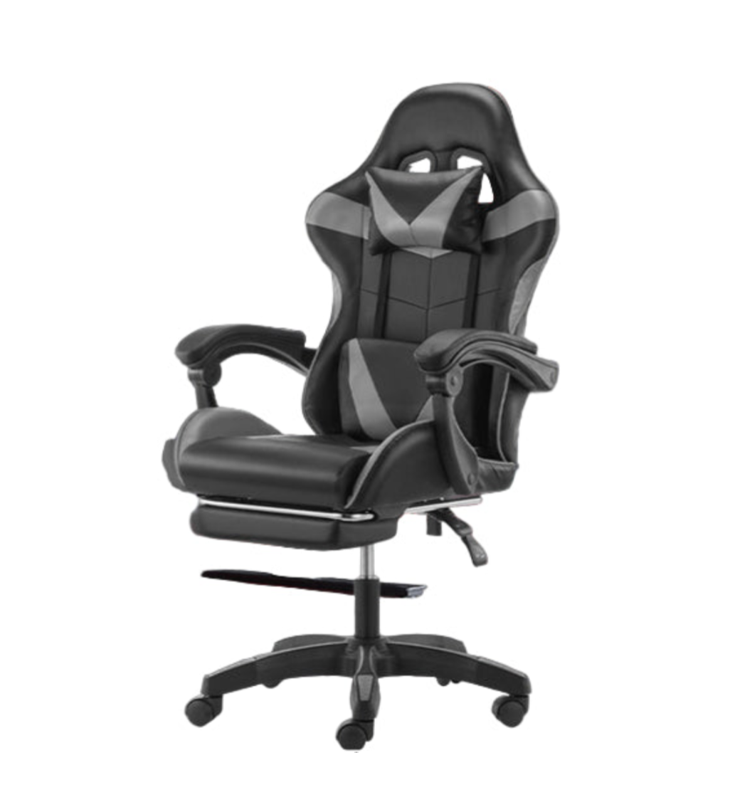 Black Ocanvas Gaming Chair with gray accents on a white background