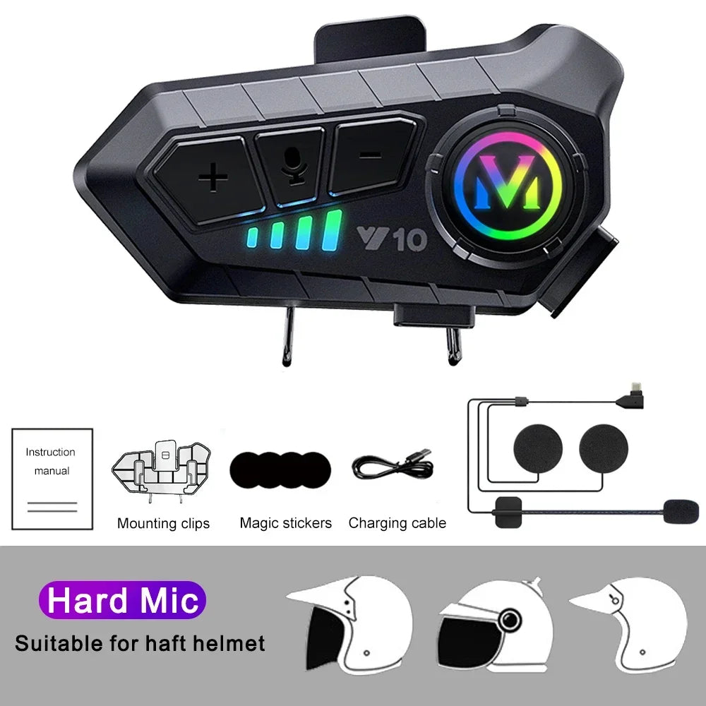 RiderZest Motorcycle Headset with accessories on a white background