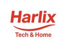 Harlix Tech & Home logo in red on a white background