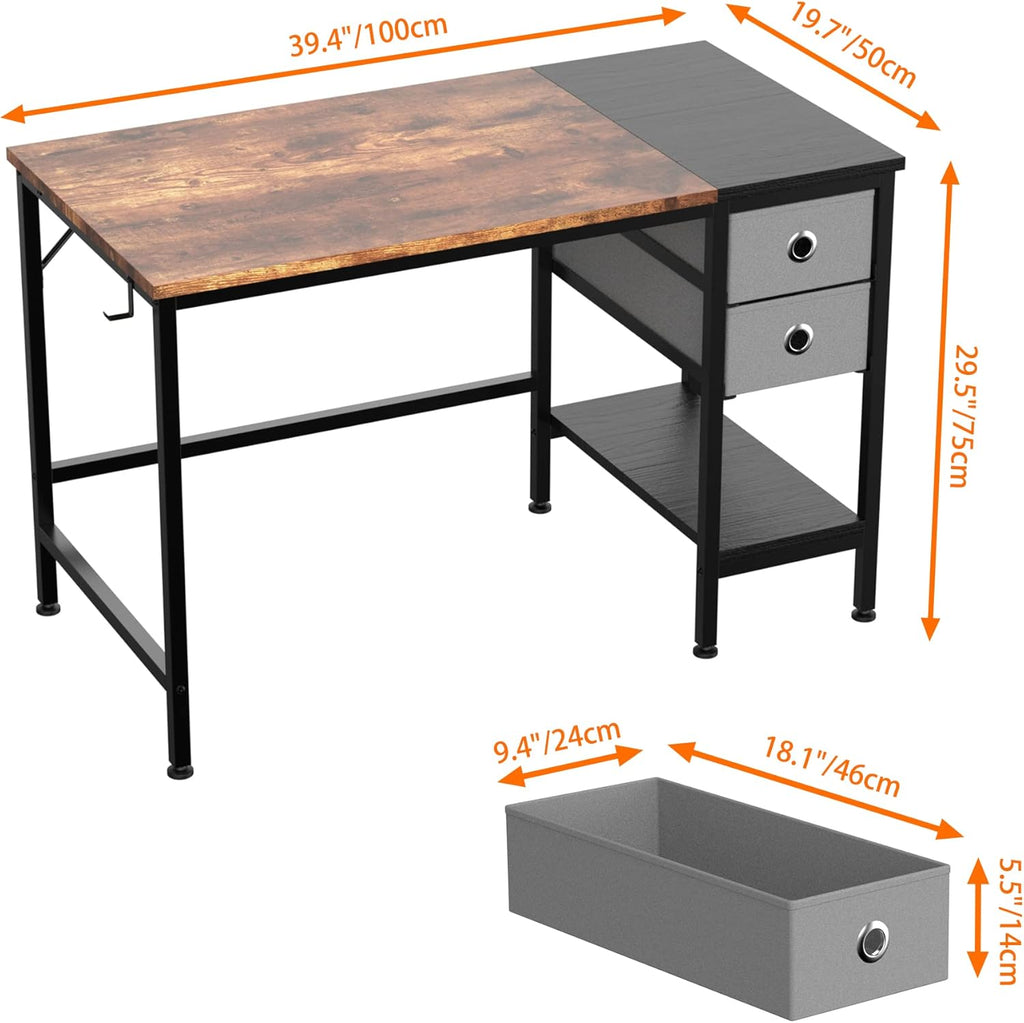NexaDesk™ Modern Computer Desk with Drawer & Storage Shelves