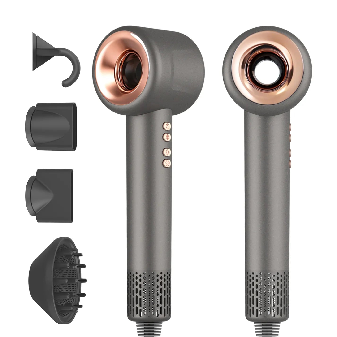 grey Aeqis Hairdryer with white background 