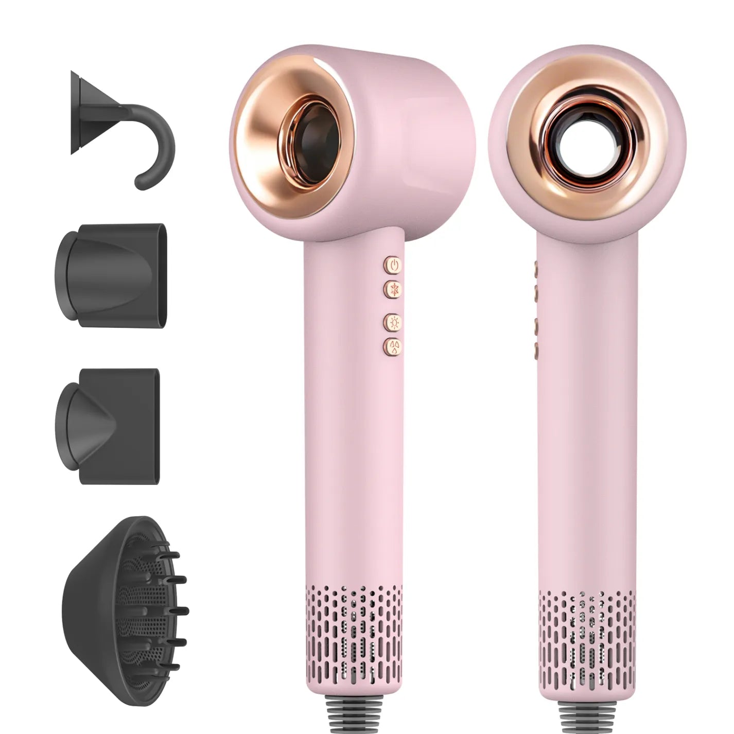 pink Aeqis Hairdryer with white background 