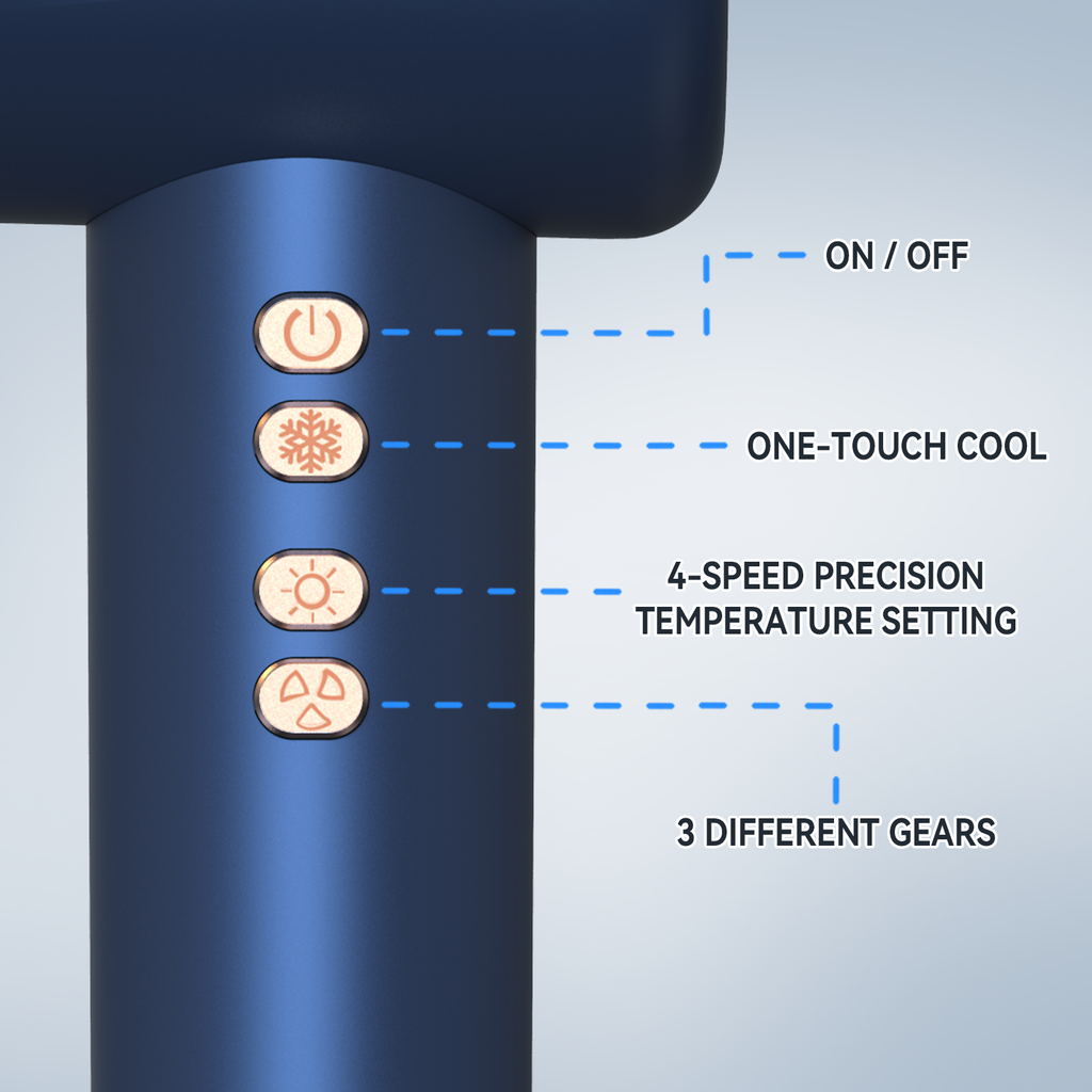 Aeqis Leafless Hair Dryer button 