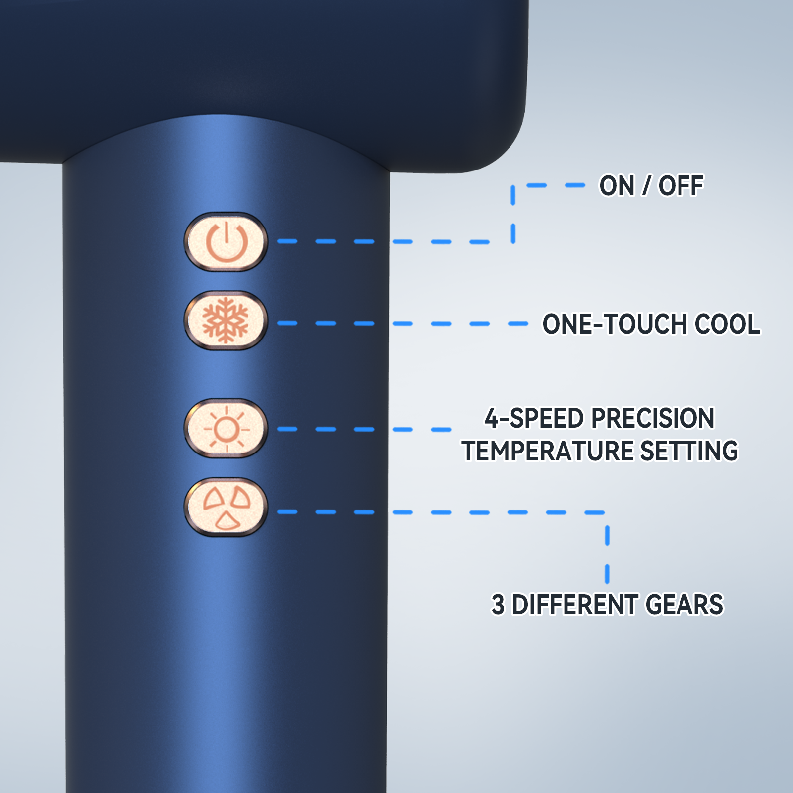 Aeqis Leafless Hair Dryer button 