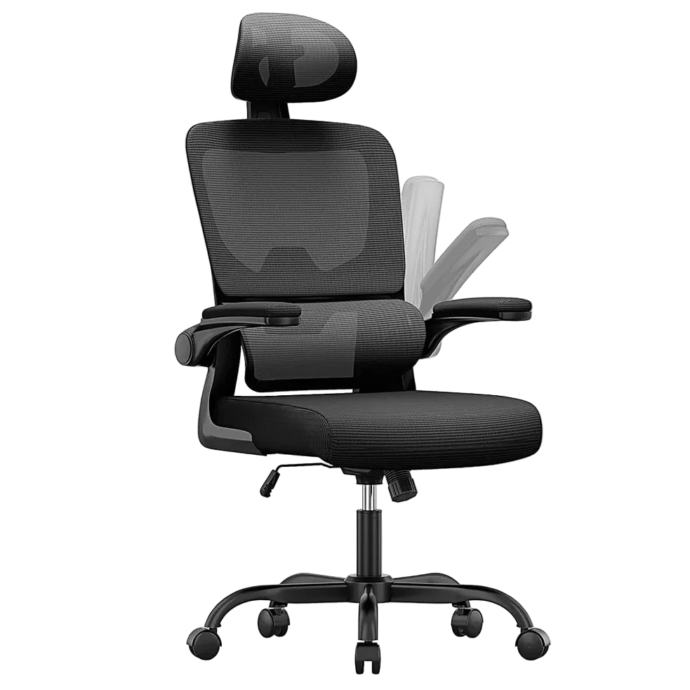 Black Aerivax Ergonomic Office Chair with mesh backrest on a white background