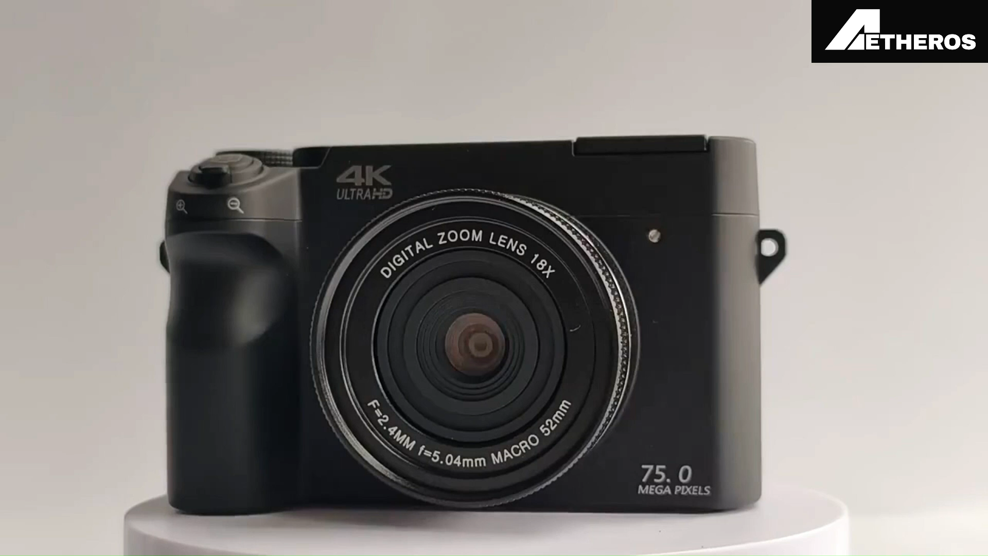 Black Aetheros Camera with Aetheros logo in the corner