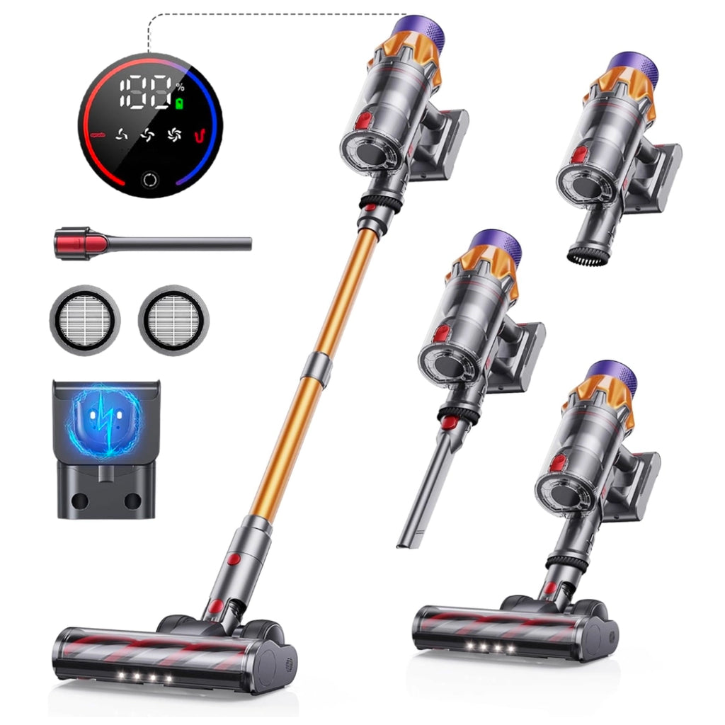 Aetheros Cordless Vacuum with attachments on a white background