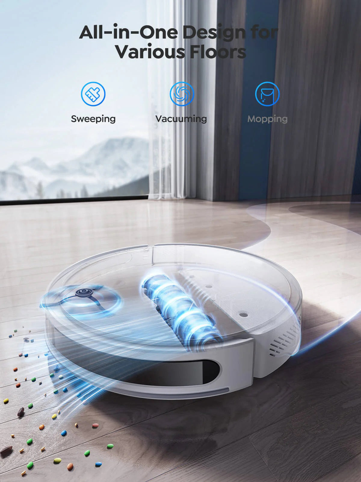 Airvax Robot Vacuum all in one design for various floors