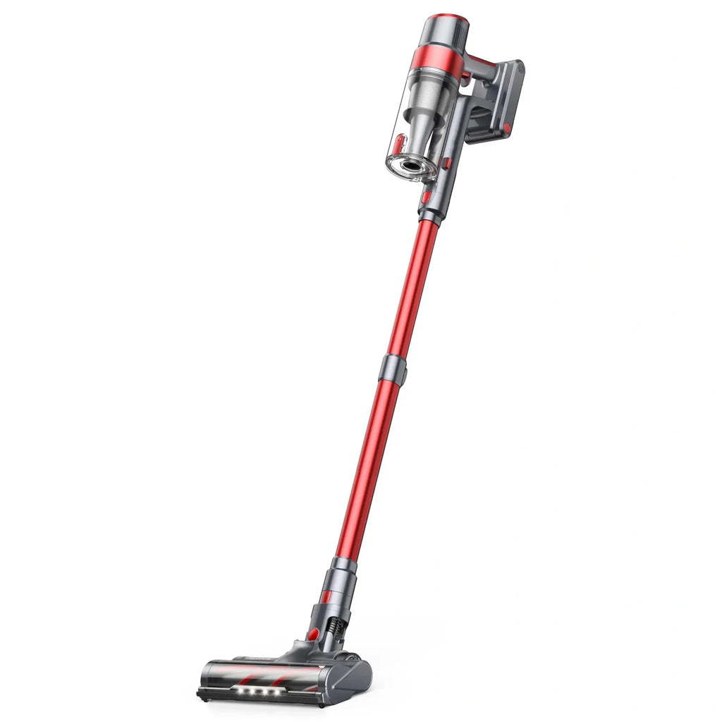 Red and gray Airvax S13 Pro Cordless Vacuum on a white background