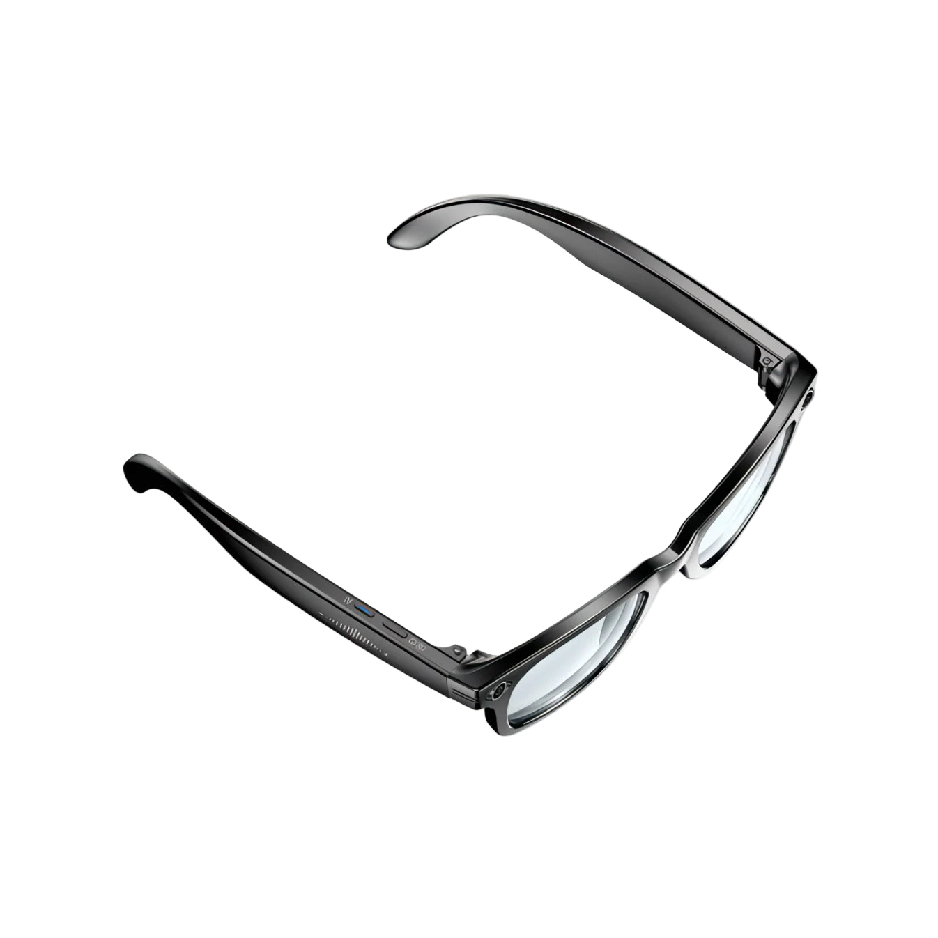 Black Auralink Smart glasses on a white background