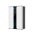A modern white and black Auralink dehumidifier with a vertical design, featuring a digital blue LED display showing 85 on the front panel, set against a plain white background.