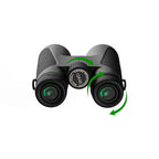 Black BixCelix Binoculars with green accents on a white background
