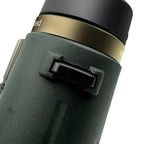 Close-up of a green and gold Bosco Binoculars C9 on a white background