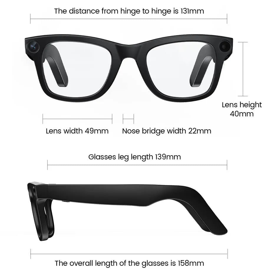 Bossimart Smart AI Glasses size