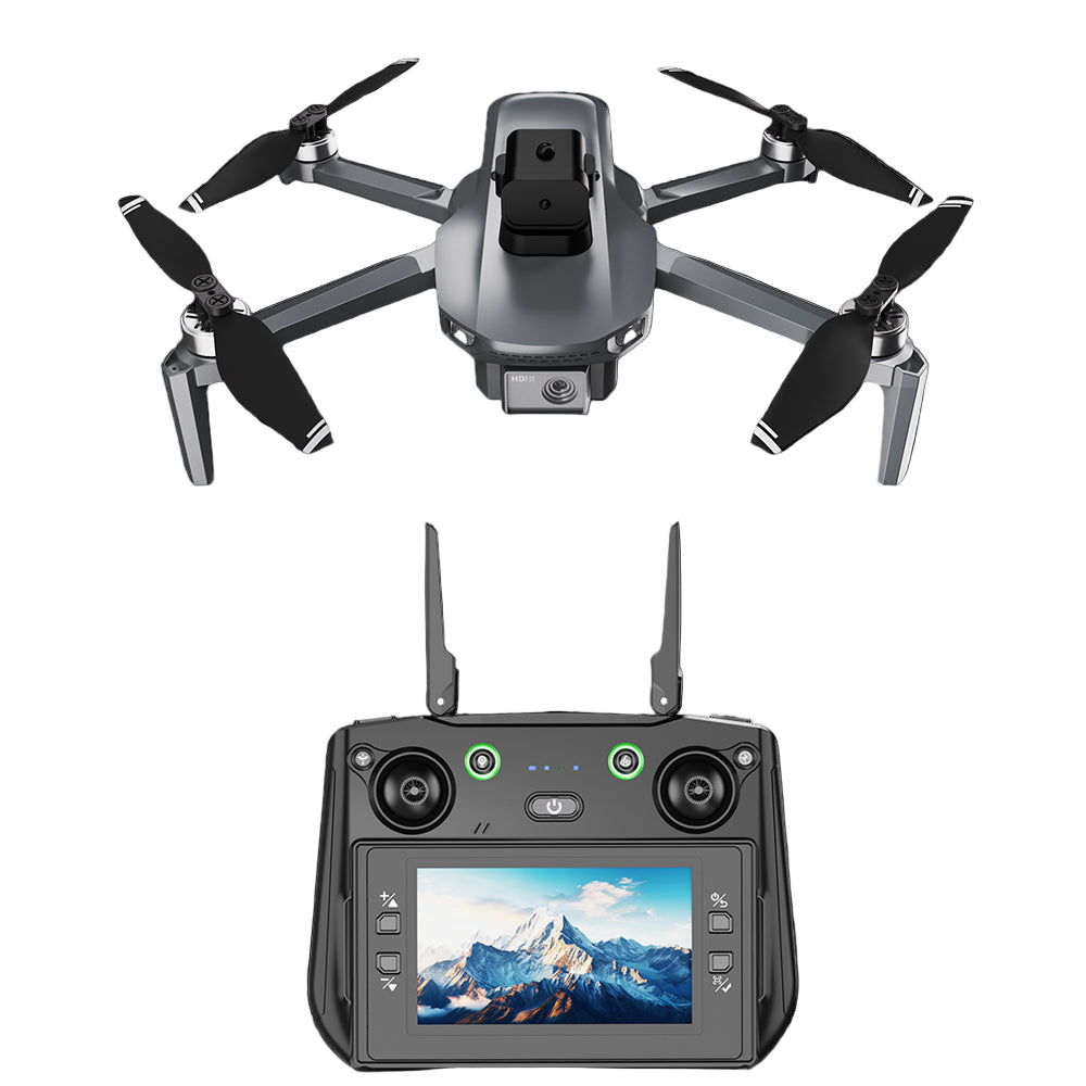 Caracen S186 Pro Max Drone with propellers and a remote control device on a white background