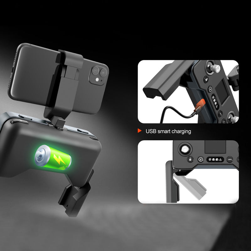 Phone holder with USB charging feature on a dark background