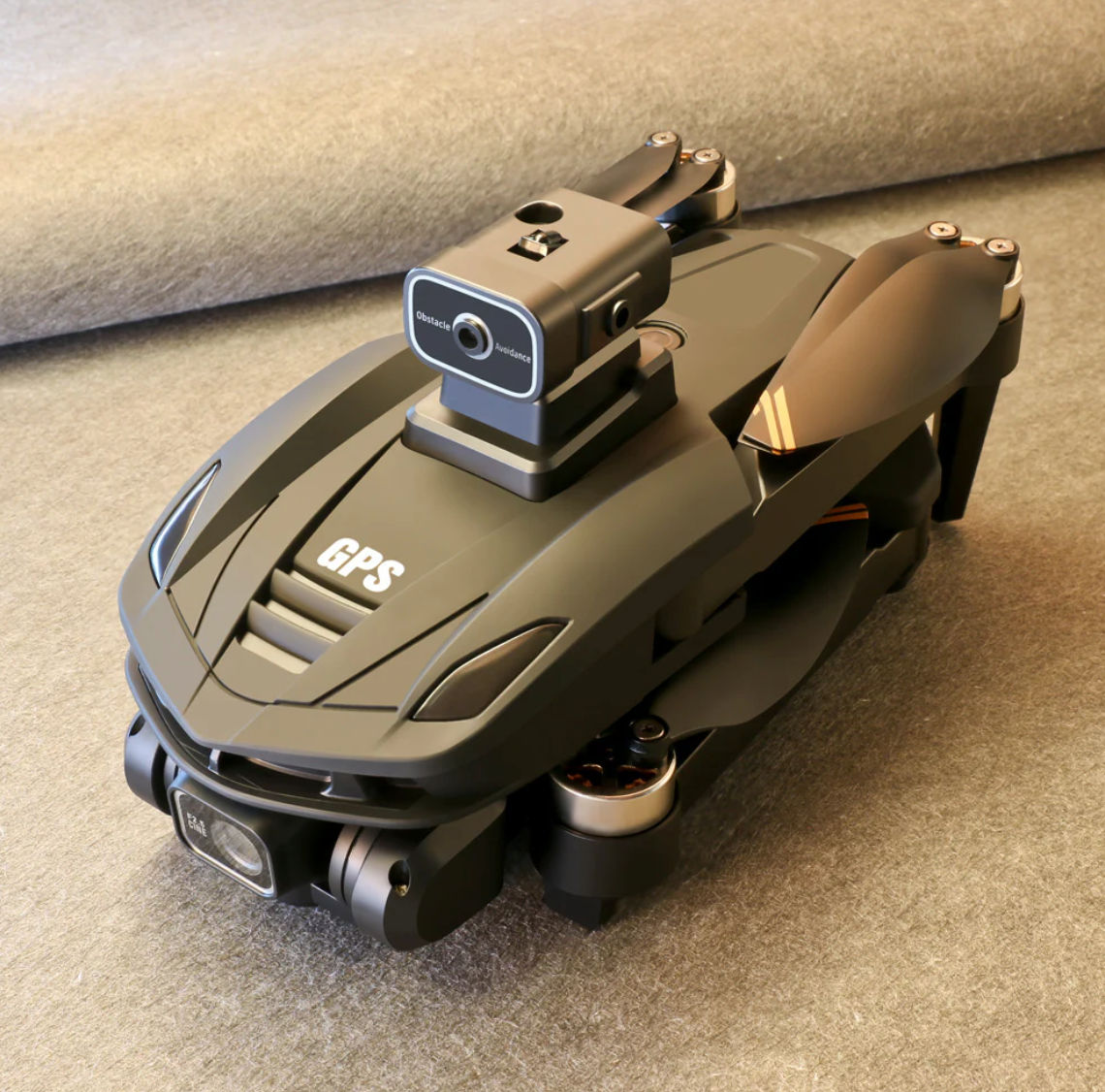 Caracen V168 Pro Max drone on a carpeted floor