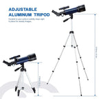 CelesView Telescopewith adjustable aluminum tripod on a white background
