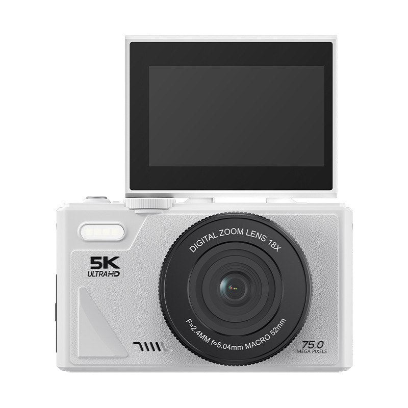 ClikTric Digital Camera with a screen on top and lens in the front, on a white background