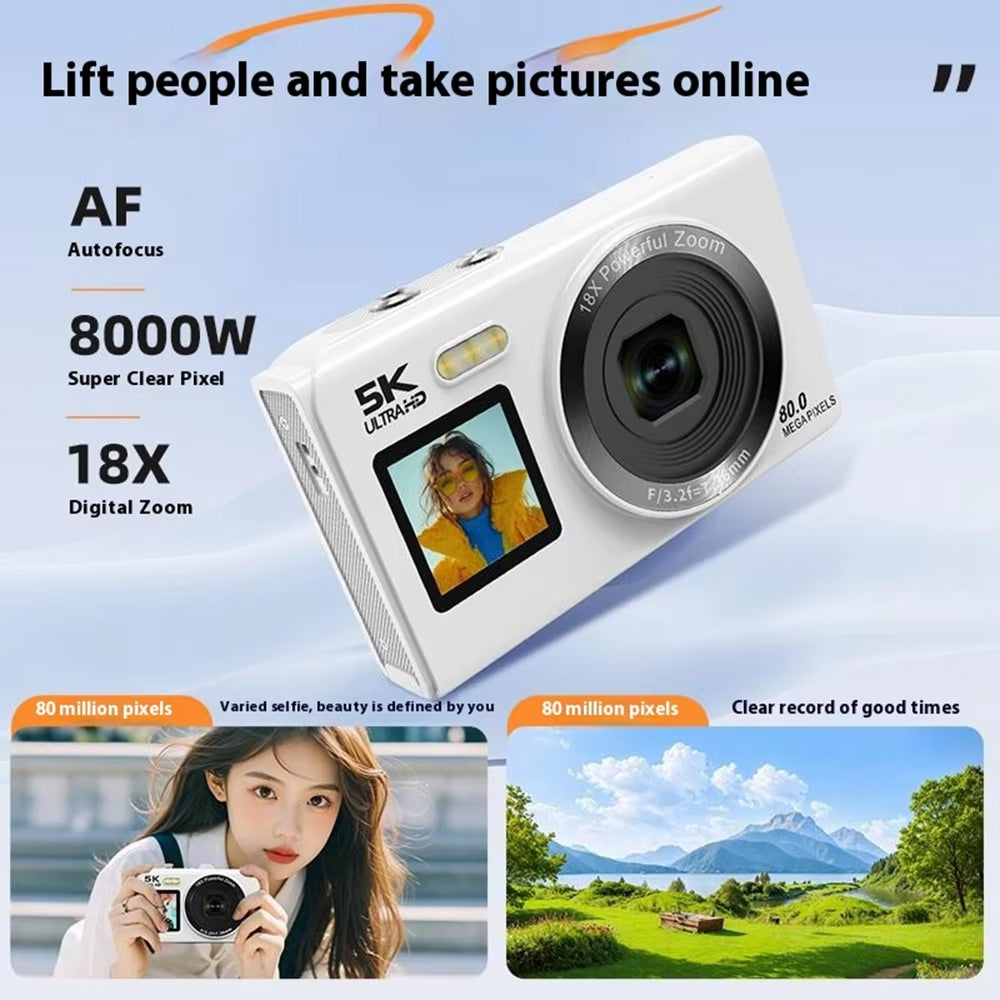 ClikVis Digital Camera with features highlighted on a blue sky background