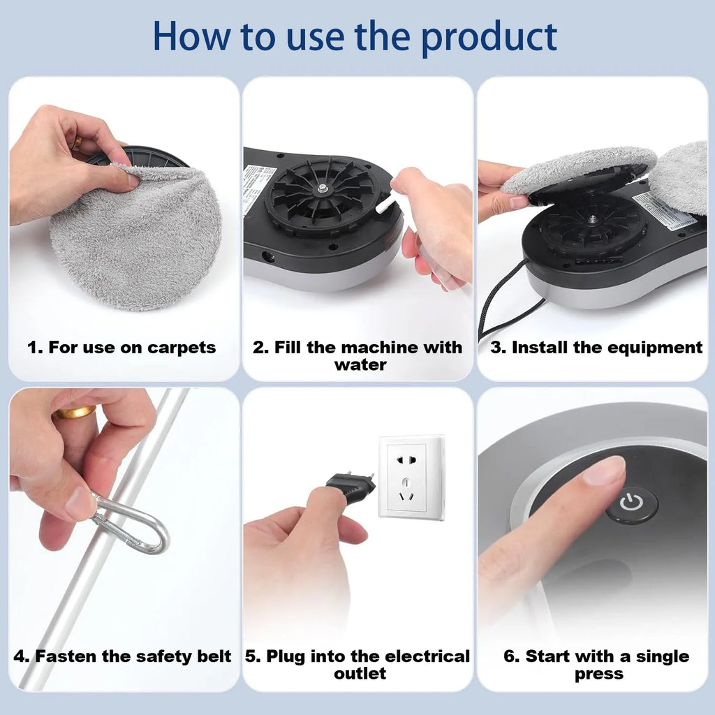 Step-by-step instructions on how to use a carpet cleaning machine.