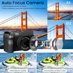 Compexcam Digital Camera with zoom lens and comparison of autofocus quality at the Golden Gate Bridge.