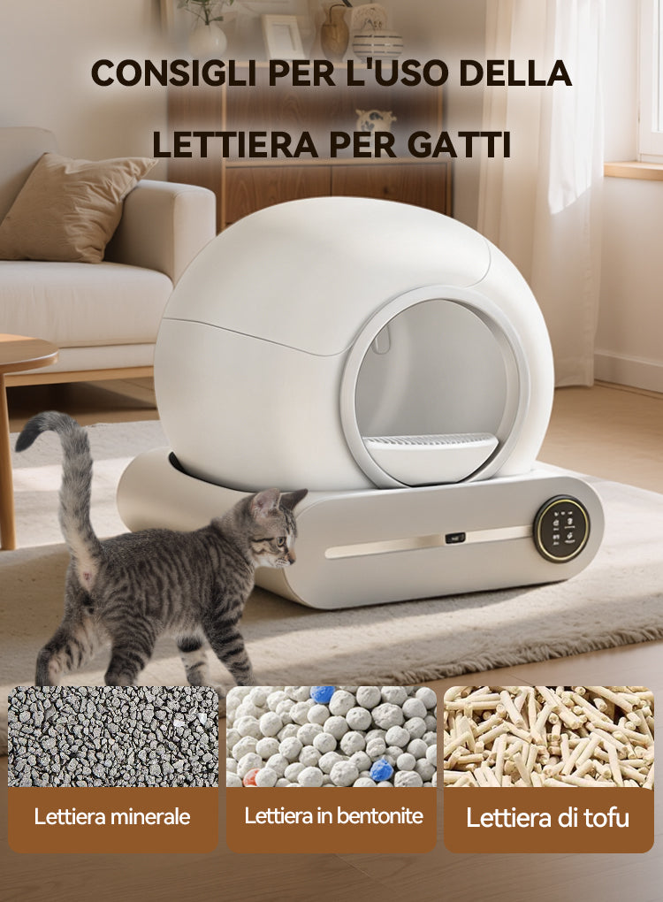 Cortelec SmartSphere Lettiera Autopulente - ritratto sezione 6 cassetto raccolta rifiuti estraibile