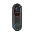 Black Dooric Pro Doorbell with a blue light on a white background