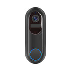 Black Dooric Pro Doorbell with a blue light on a white background