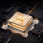 Computer chip with 'AI' on a dark background