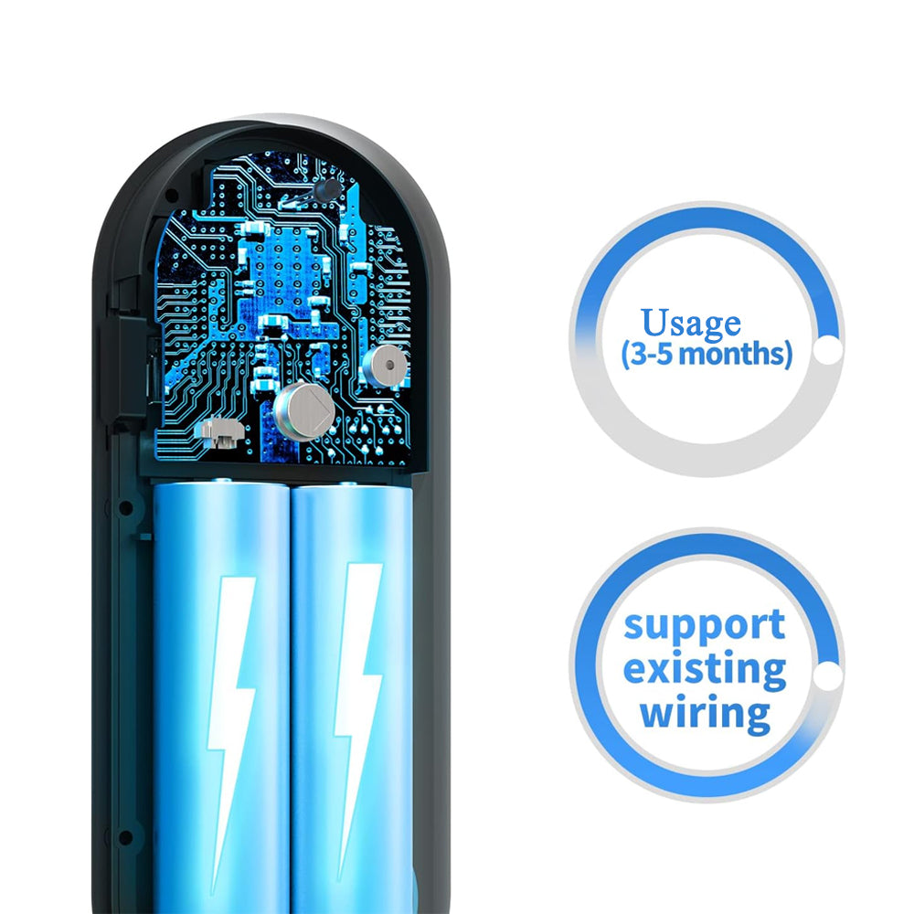 Dooric Pro Doorbell component with blue interior and visible wiring, featuring text about usage and compatibility.