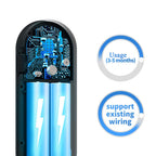 Dooric Pro Doorbell component with blue interior and visible wiring, featuring text about usage and compatibility.
