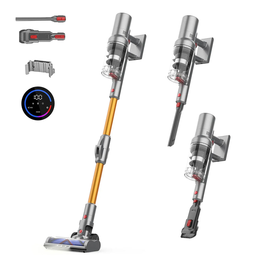Drexen Cordless Vacuum with attachments on a white background
