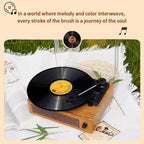 EchoSpini Record Player on a grassy background with text about melody and color.