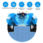 Elarvo M7S Robot Vacuum with feature icons on a white background