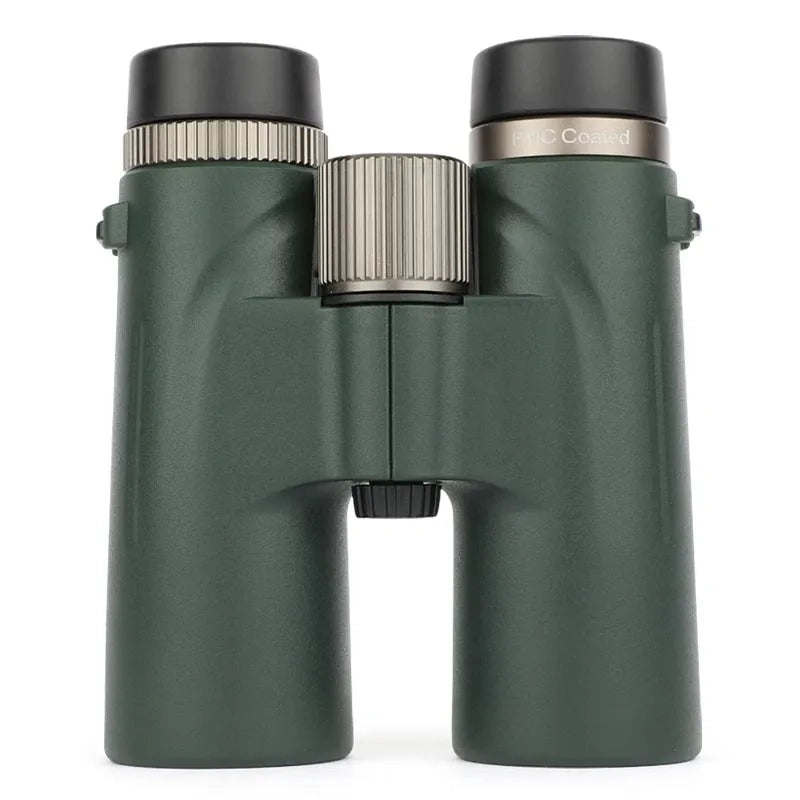 Green Evoluir Binoculars with black and silver accents on a white background