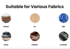 Illustrations of various fabrics with labels on a white background