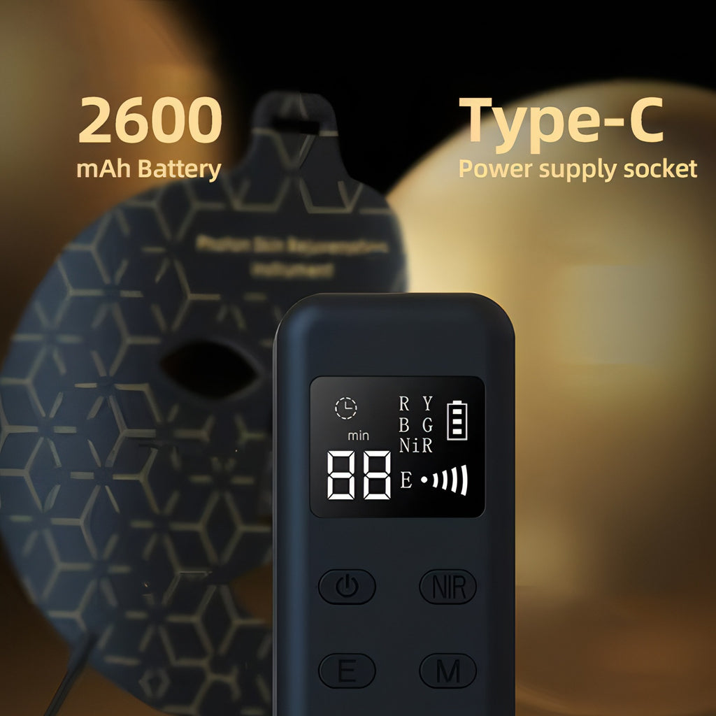 Fenzora LED Ansiktsmask - 2600mAh Batteri med Type-C Laddning