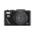 Black Fotyraz Digital Camera with 5K Ultra-HD and 75.0 Mega Pixels on a white background