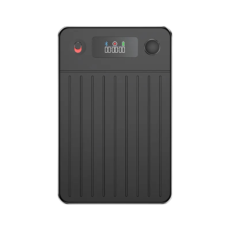 Black Fracix Al Smart Voice Recorder with digital display on a white background