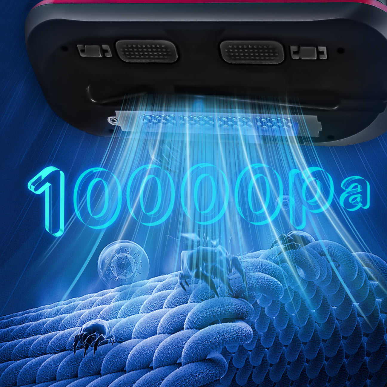 High-tech Fracix Mattress Vacuum Cleaner device with '10000pa' text on a blue background