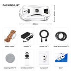 Packing list of a GlidePex Robot Window Cleaner with dimensions and included items.