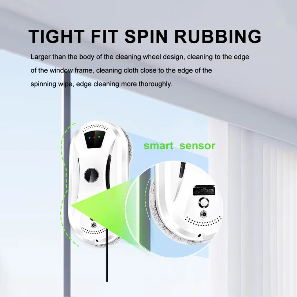 GlidePex Robot Window Cleaner with smart sensor technology shown cleaning a window.