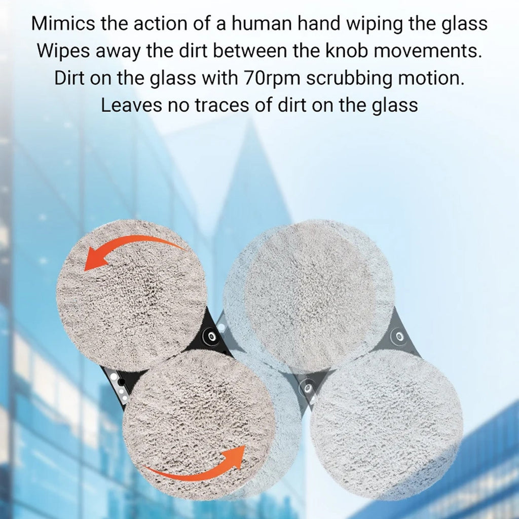 Window cleaning pad with text describing its action on glass