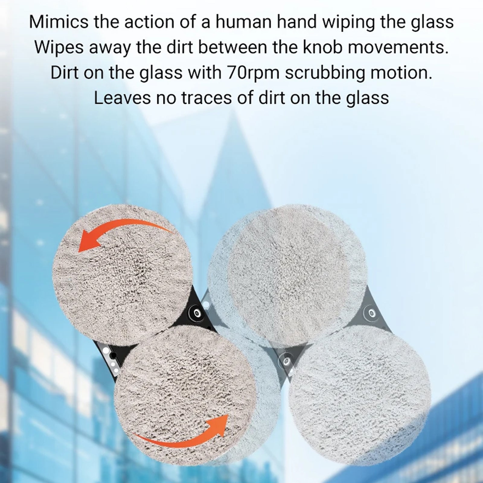 Window cleaning pad with text describing its action on glass