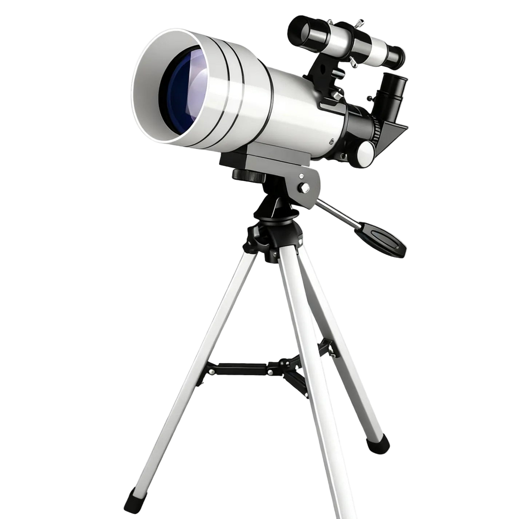 Jovantic Astronomical Telescope with a tripod on a white background