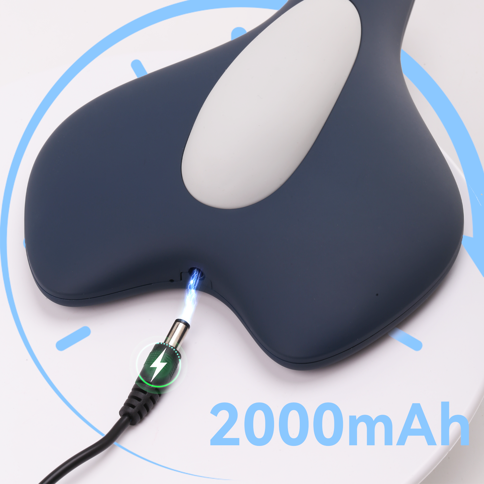 Black and gray Jovantic Pelvic Floor Trainer with charging cable and '2000mAh' text on a white background