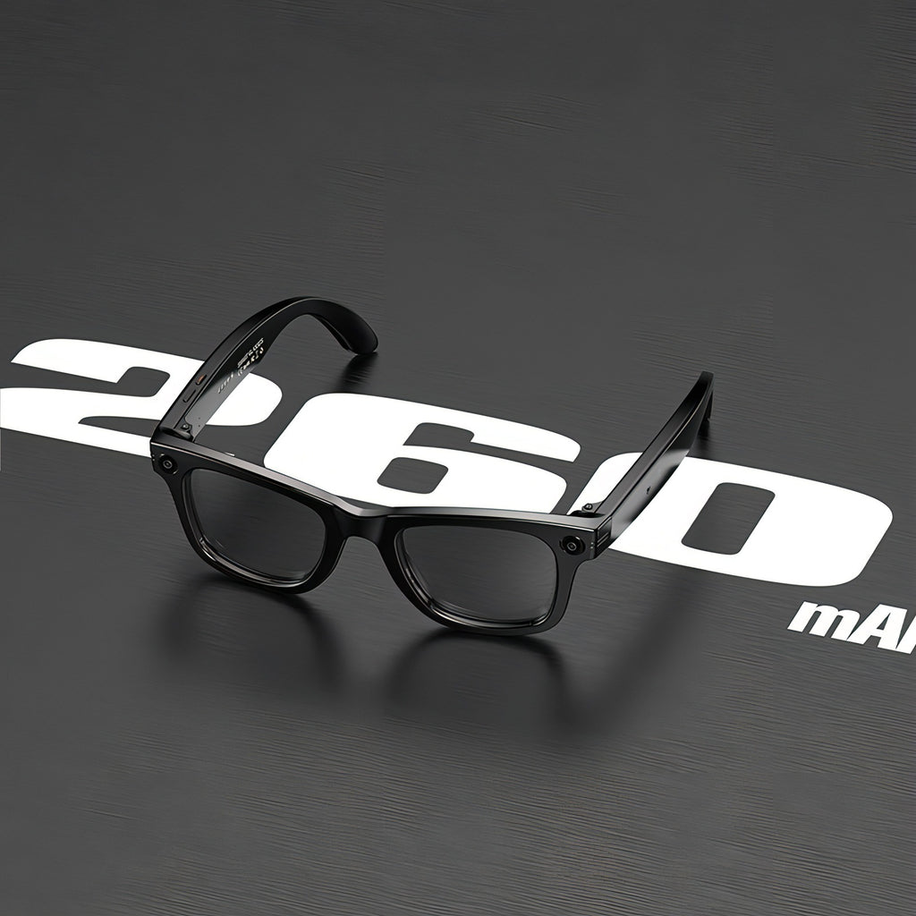 Black Keovy Smart Glasses on a dark surface with '260' and 'mAM' text.